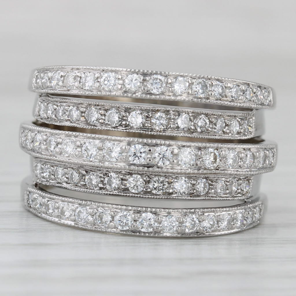 1.02ctw Diamond Multiband Ring 18k White Gold Size 8 Cocktail