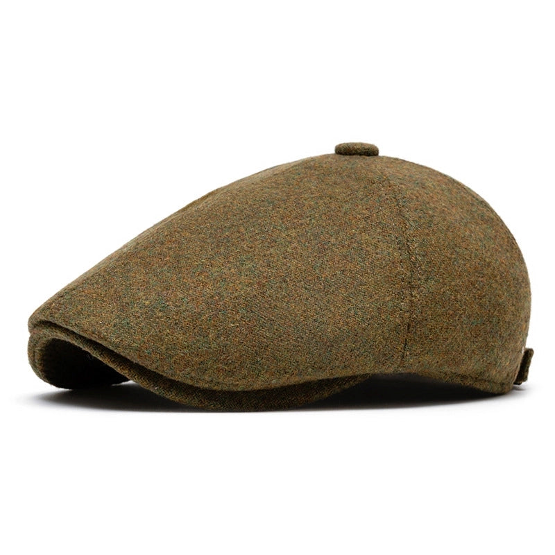 Unisex Retro British Style Solid Color Curved Eaves Beret Hat