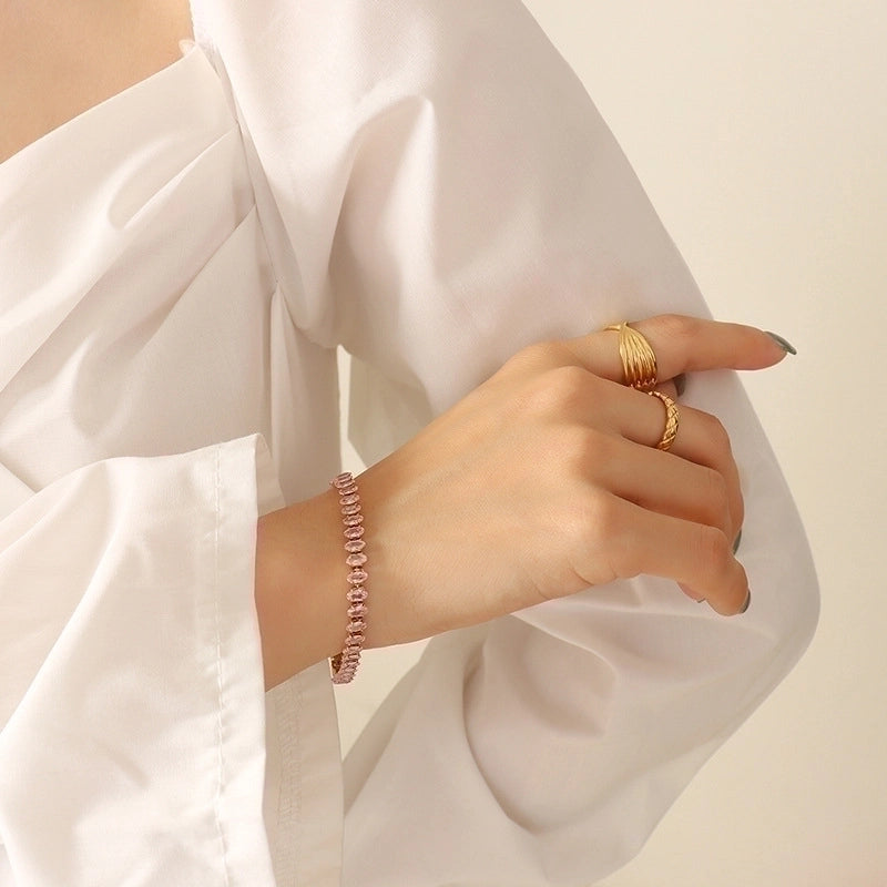 Fashion 304 Stainless Steel Zircon 18K Gold Plated Plating