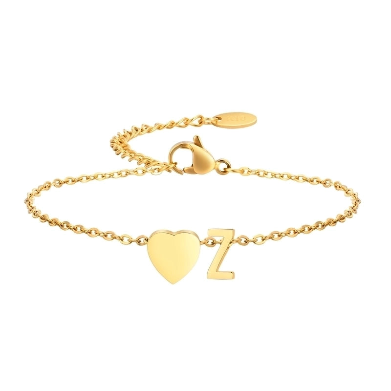 Minimalist Letter Heart Shape 304 Stainless Steel Bracelets In Bulk