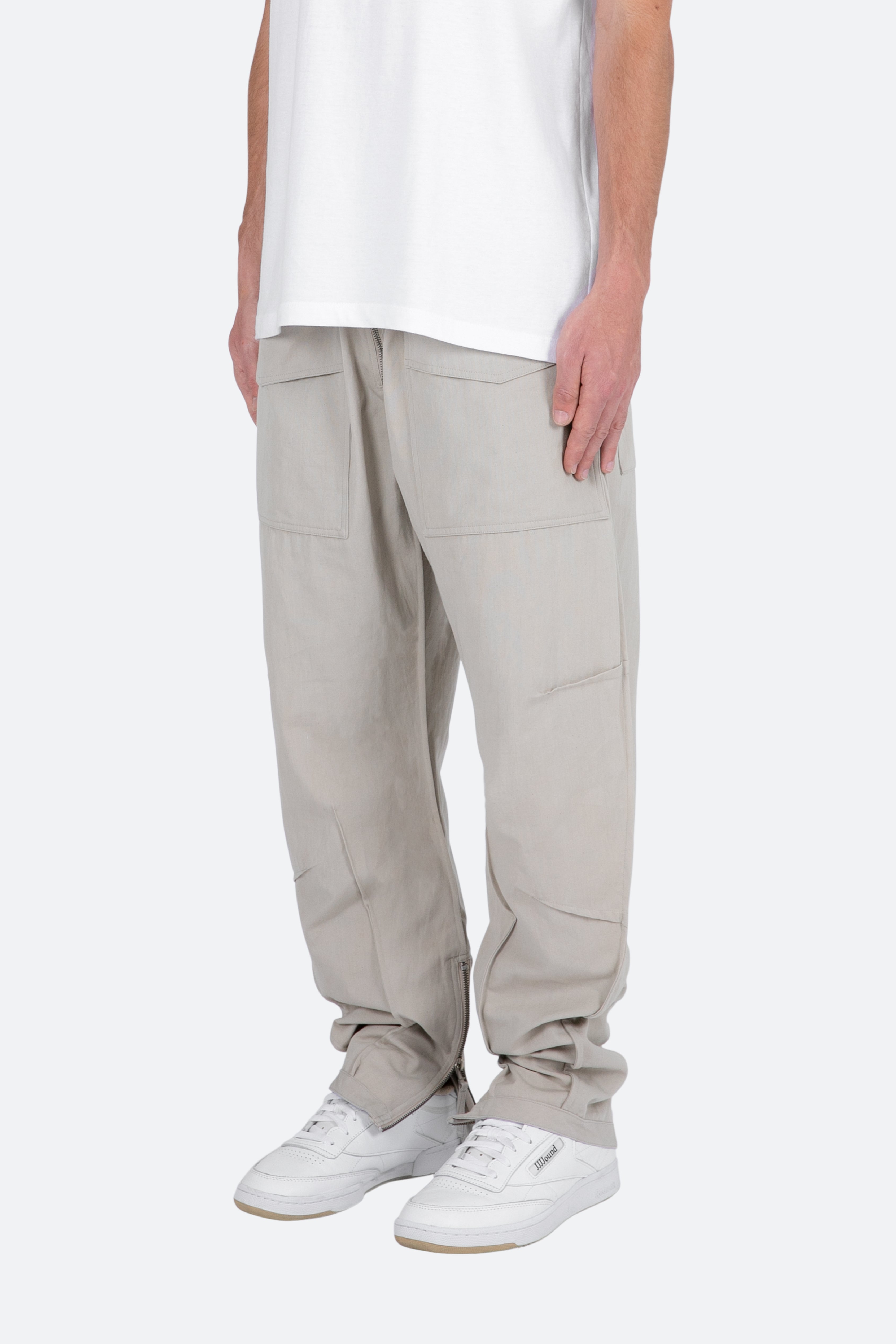 Multi Zip Cargo Pants - Stone