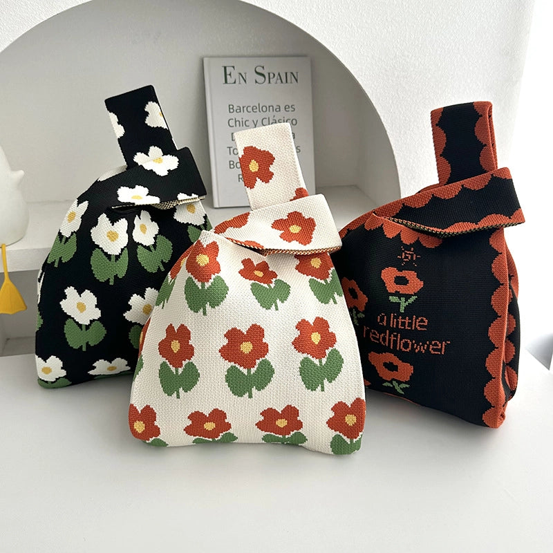 Knitted Bag Tote Bag Women's New Fashion Casual Flower Handbag Vest Bag Casual Bag Fashion