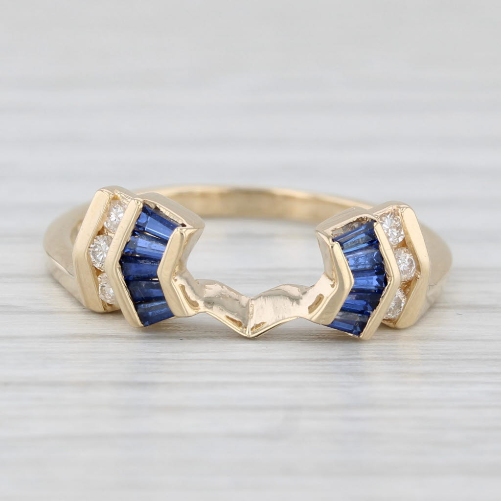 0.27ctw Lab Created Blue Sapphire Diamond Ring Guard 14k Yellow Gold Size 7.5