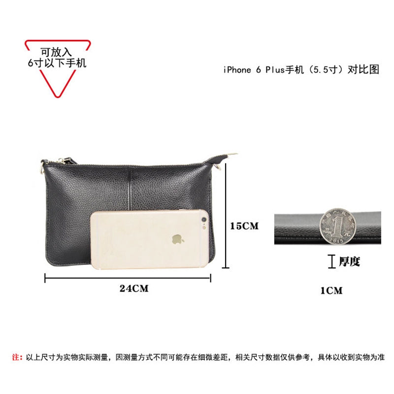 Small Leather Solid Color Fashion Zipper Envelope Bag Shoulder Bag