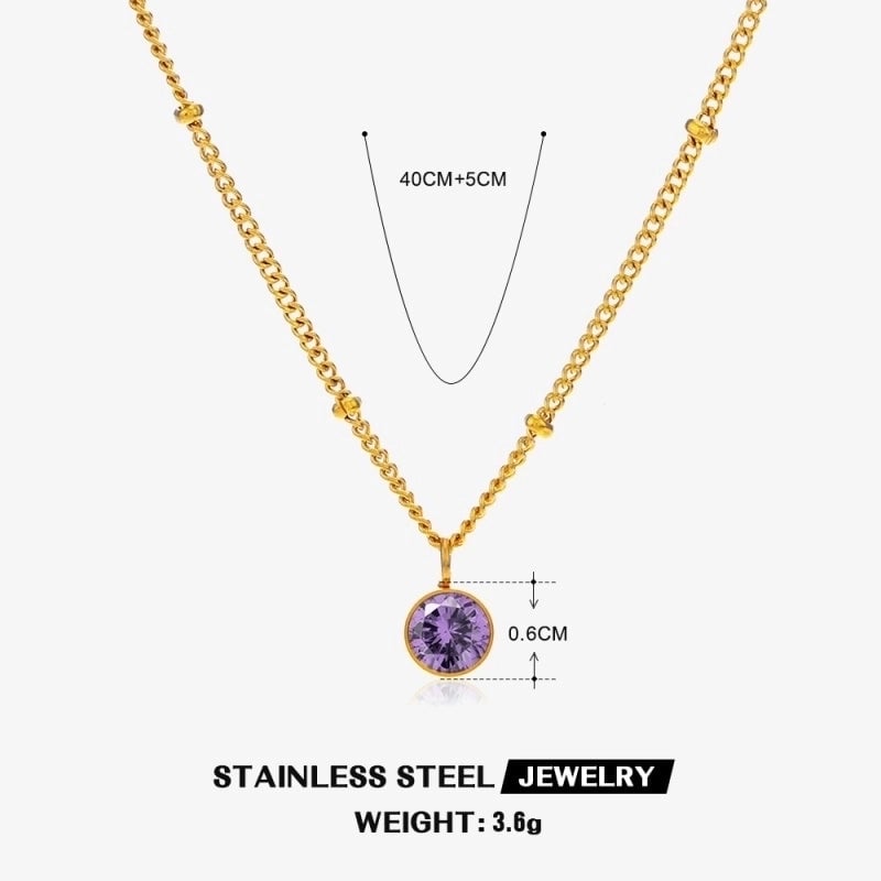 316 Stainless Steel  18K Gold Plated Minimalist Classic Style Plating Inlay Solid Color Artificial Rhinestones Pendant Necklace