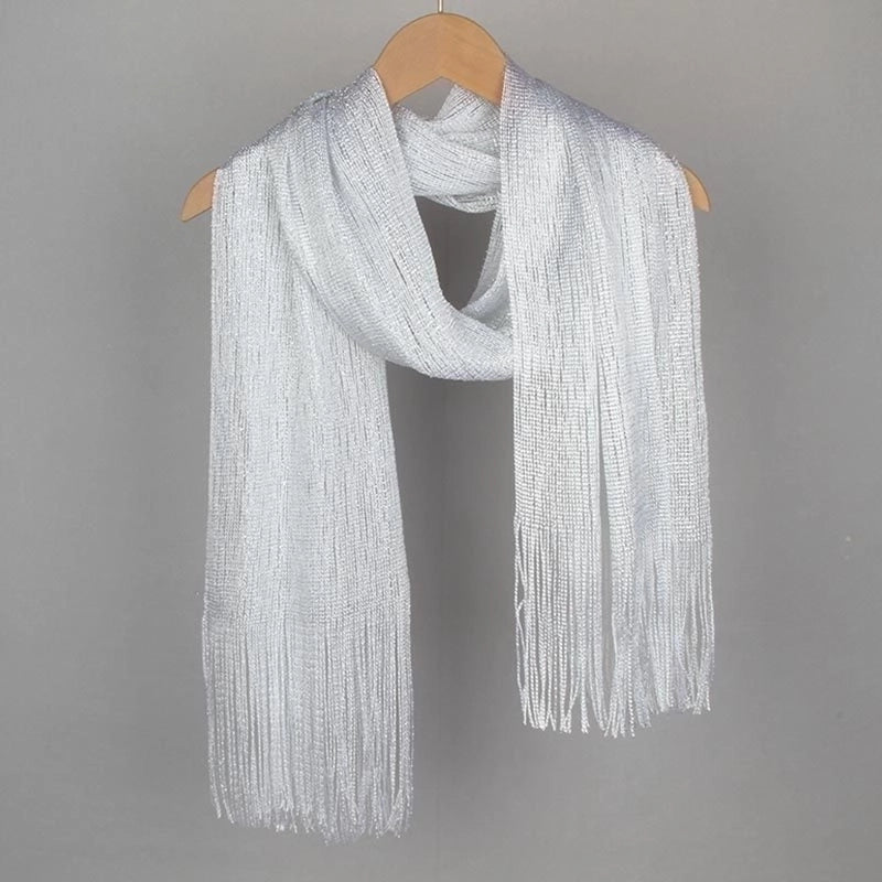 Women's Minimalist Solid Color Polyester Tassel Scarf