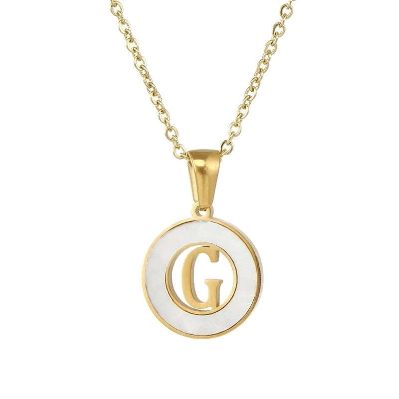 Minimalist Letter Stainless Steel Pendant Necklace Plating Hollow Out Shell Stainless Steel Necklaces