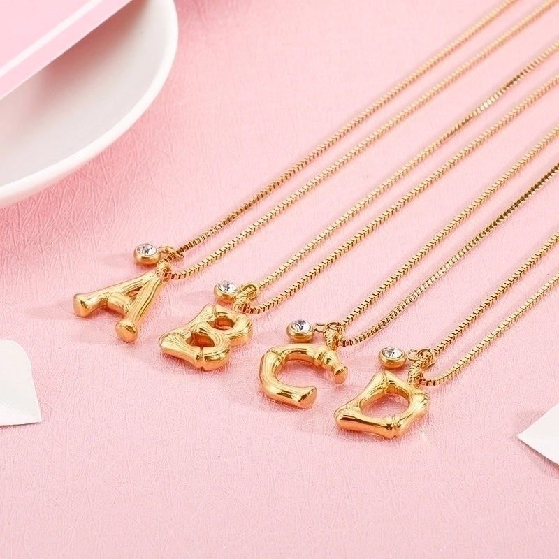 Titanium Steel 18K Gold Plated Minimalist Commute Patchwork Letter Necklace