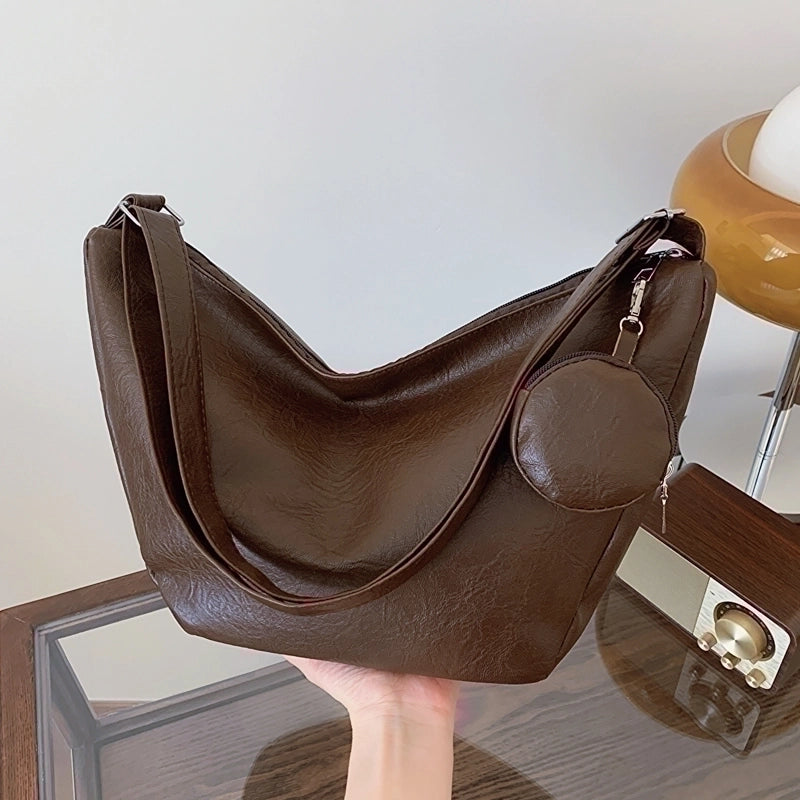 Women's Medium Pu Leather Solid Color Streetwear Zipper Crossbody Bag