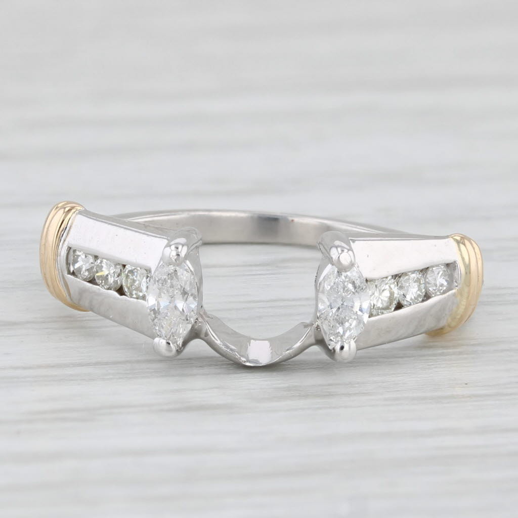 0.35ctw Diamond Ring Jacket Enhancer Guard 14k White Gold Size 5.75 Wedding Band
