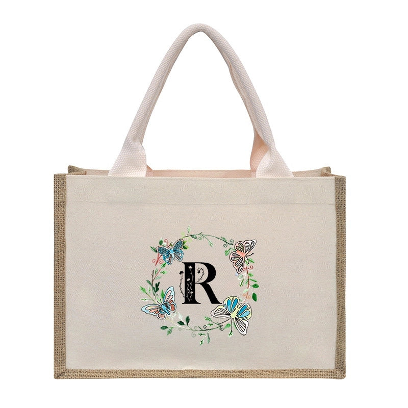 Women's Medium Canvas Letter Basic Classic Style Open Shopping Bags