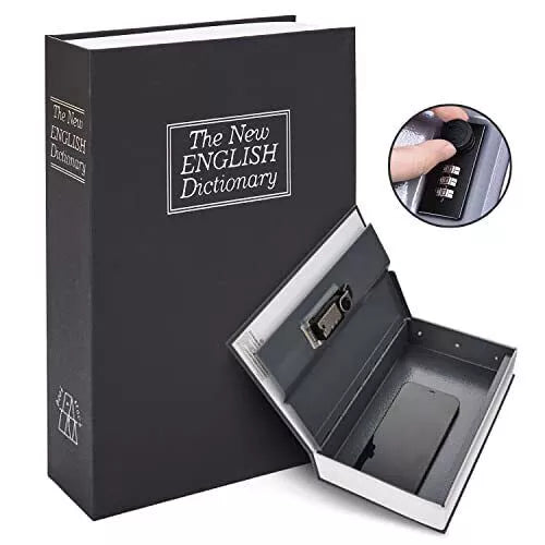 BOOK SAFE BOX WITH COMBINATION LOCK FOR SECURE STORAGE