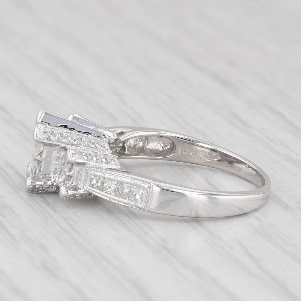 1.06ctw Princess Diamond Engagement Ring 14k White Gold Size 6 3-Stone