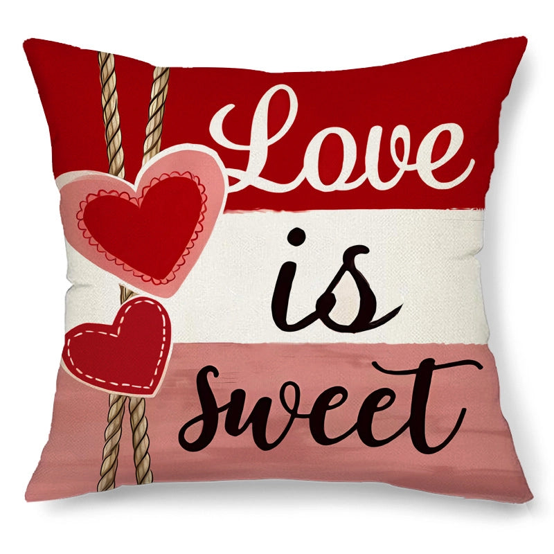 Valentine'S Day Elegant  Lady Letter Heart Shape Linen Pillow Cases Couch & Sofa Decor