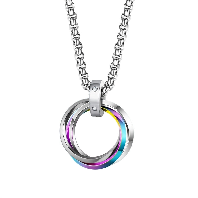 Retro Solid Color Stainless Steel Pendant Necklace 1 Piece