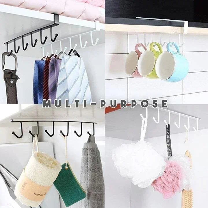 (Summer Hot Sale- 50% OFF) Under-Cabinet Hanger Rack (6 Hooks)- Buy 2 Get Extra 10% OFF