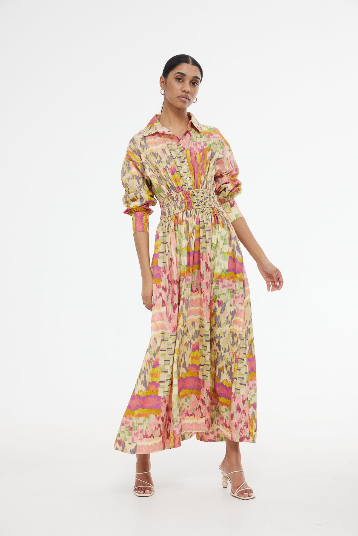 Kinney Emma Shirt Dress Painterly Patchwork