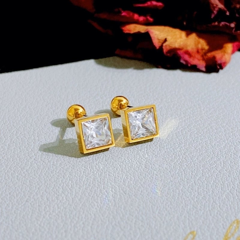 1 Pair Minimalist Heart Shape Plating Titanium Steel Gold Plated Ear Studs