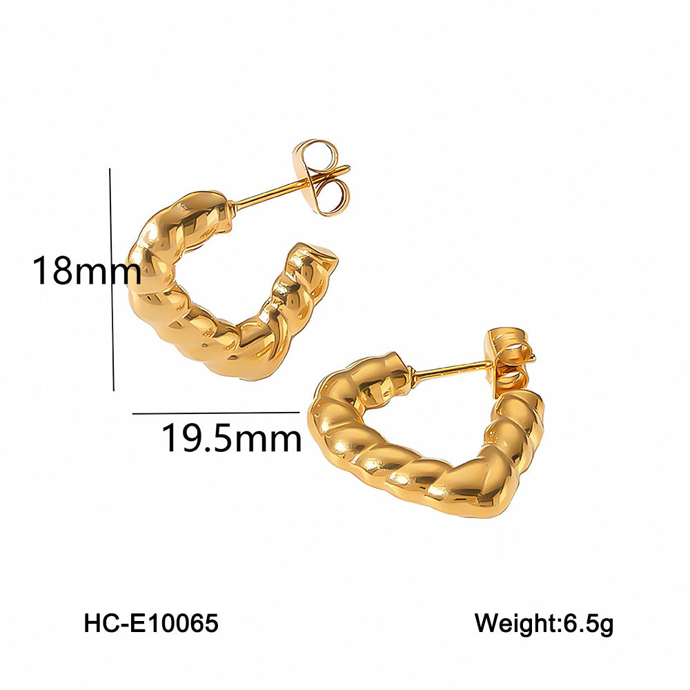 Peach Heart Geometric Stainless Steel Electroplating Earrings