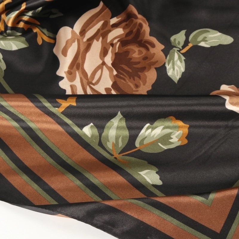 Women's Casual Flower Satin Printing Silk Scarf