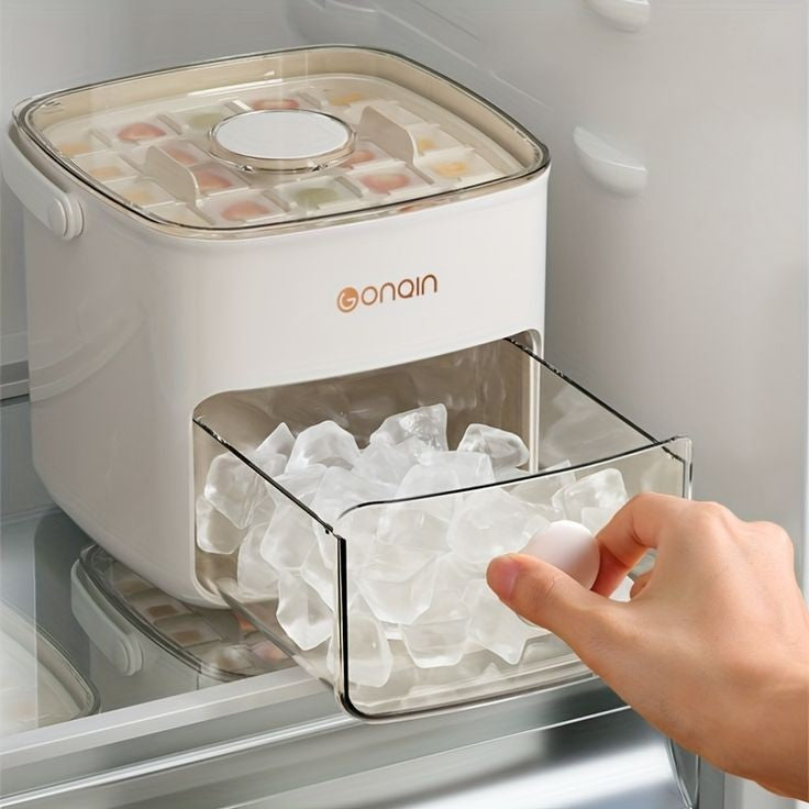 EASY PRESS ICE CUBES BUCKET WITH TONG