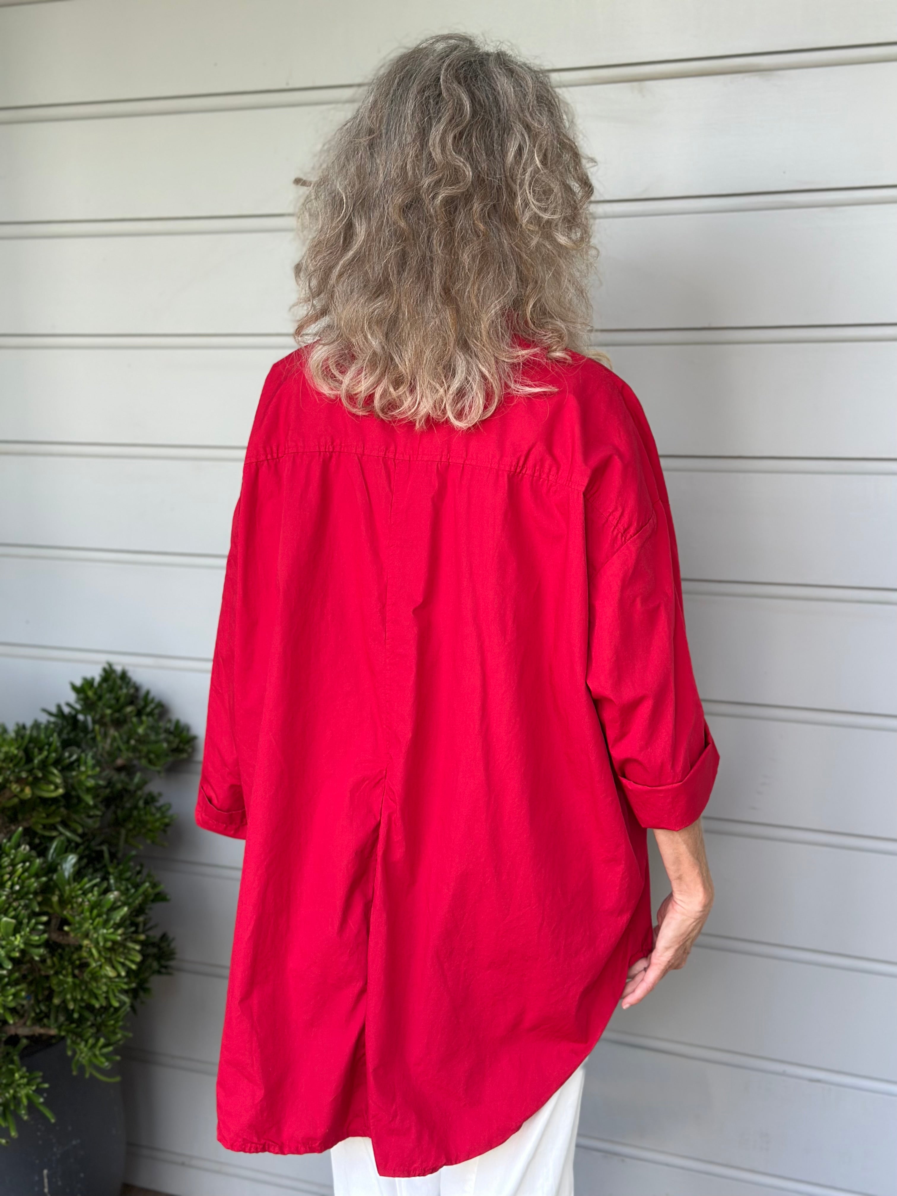 megan shirt - red cotton