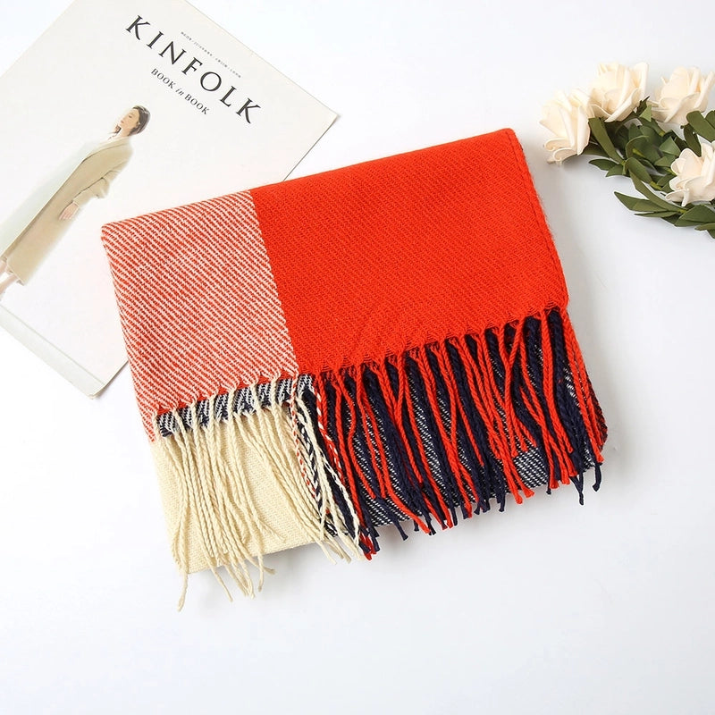 Women's Minimalist Classic Style Color Block Imitation Cashmere Scarf