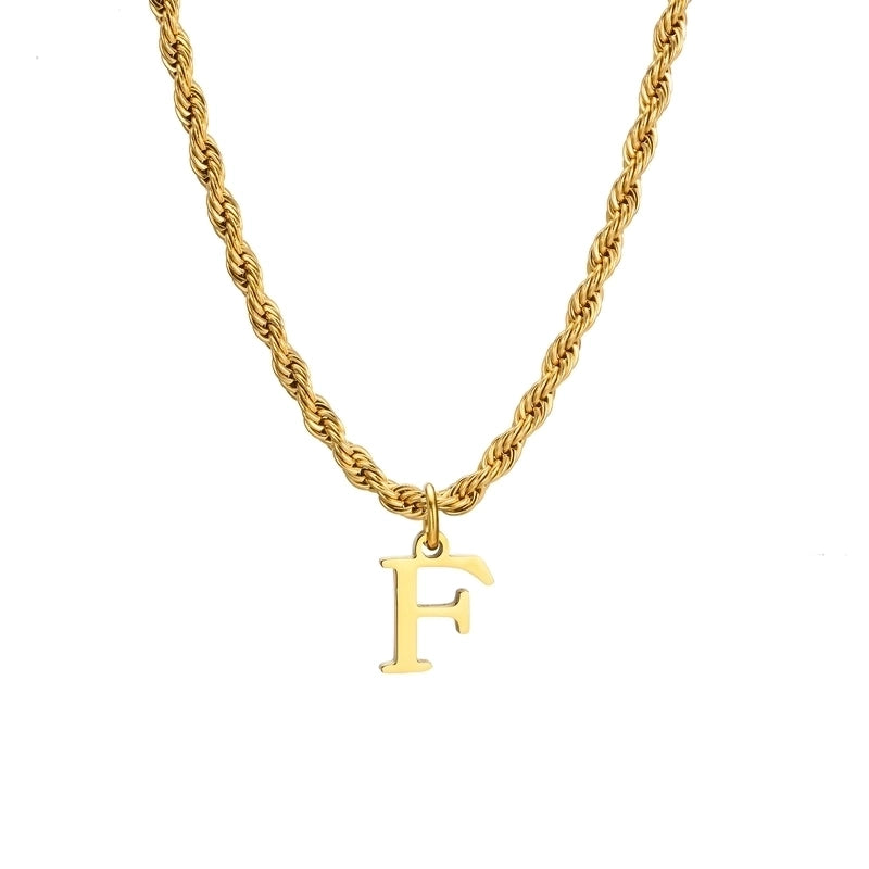 Minimalist Letter Stainless Steel Gold Plated Pendant Necklace