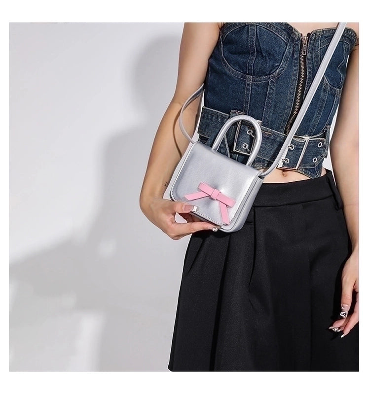 Women's Pu Leather Solid Color Cute Square Flip Cover Shoulder Bag