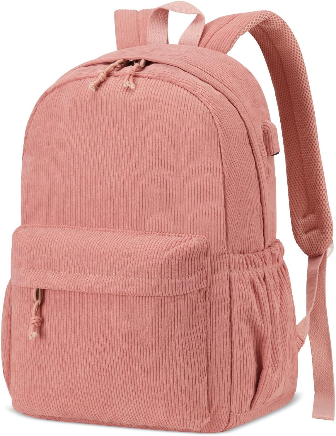 School Backpack for Teens Girls Boys, Large Corduroy College Bookbag Lightweight Backpack Purse for Women Fit for 15.6 Inch Laptop (Beige)