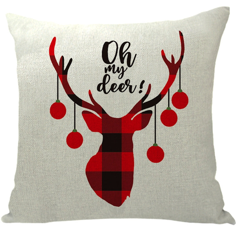 Fashion Letter Snowflake Elk Linen Pillow Cases