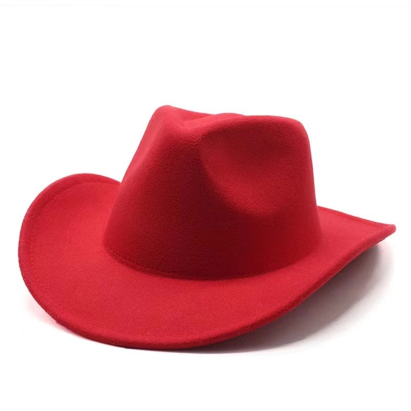 Top Hat Western Cowboy Hat Rolled Eaves Bump Top Retro Riding Hat Men's And Women's Woolen Felt Hat