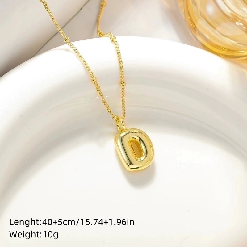 Minimalist Streetwear Letter Copper K Gold Plated Pendant Necklace