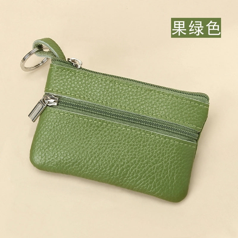 Women'S Solid Color Leather Coffee Royal Blue Apricot Zipper Wallets