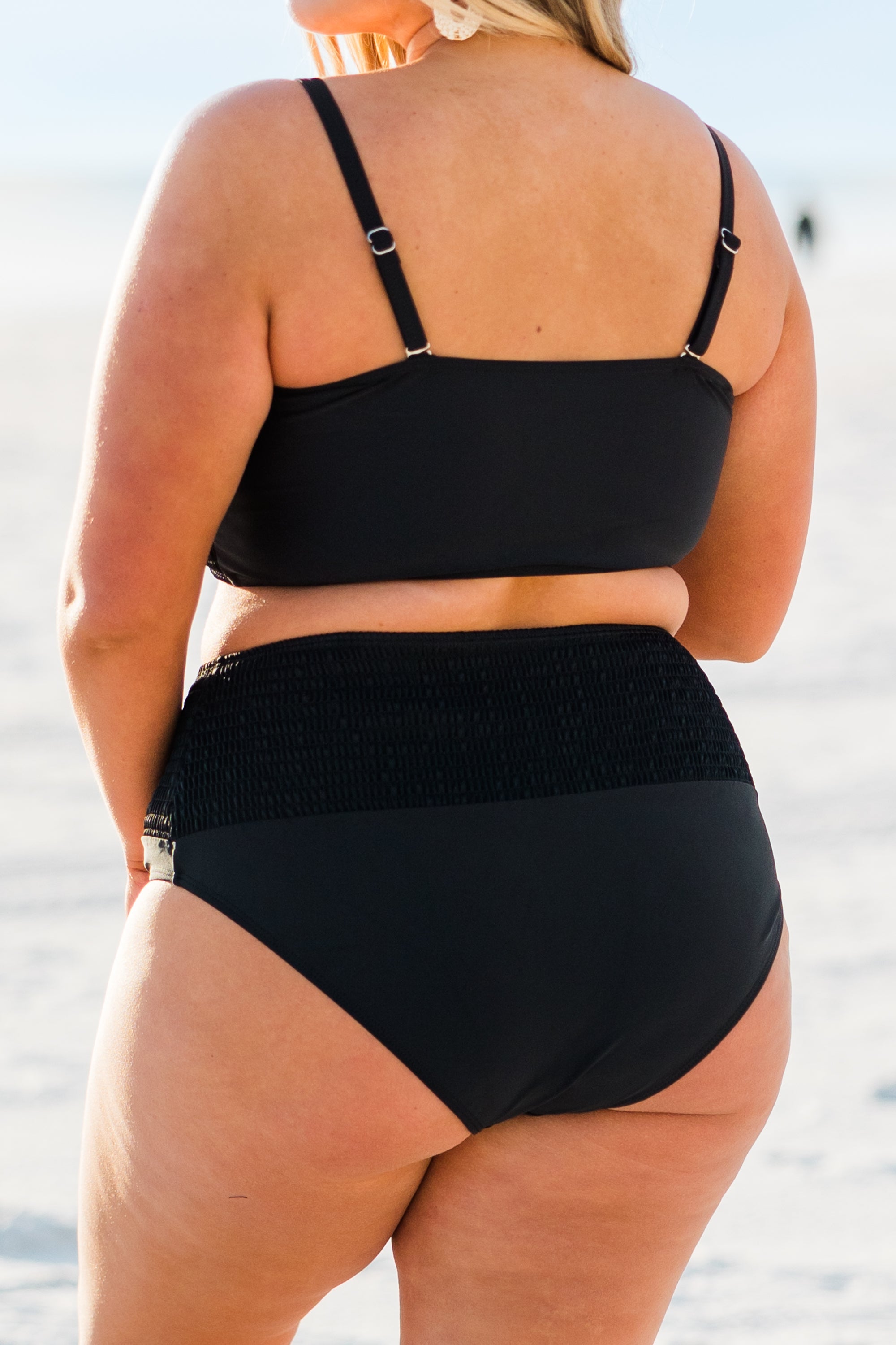 Ms. Crinkle Swim Top. Black