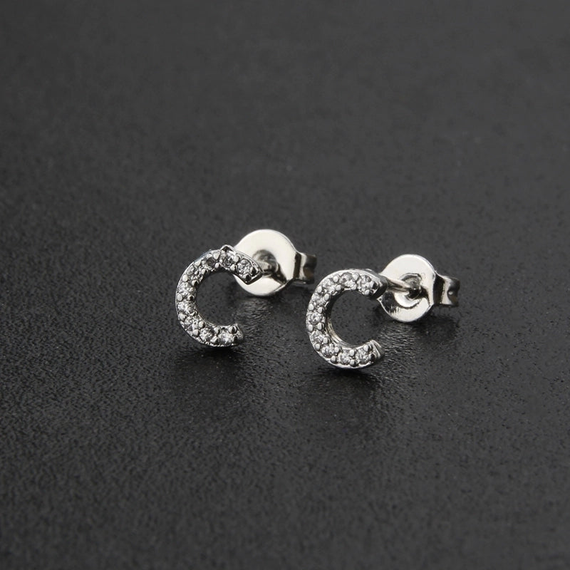 1 Pair Fashion Letter Inlay Copper Zircon Gold Plated Ear Studs