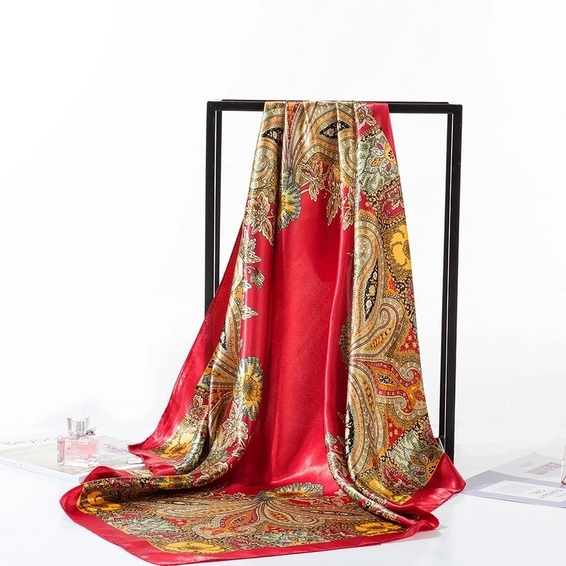 Women's Minimalist Flower Satin Printing Scarves & Gloves