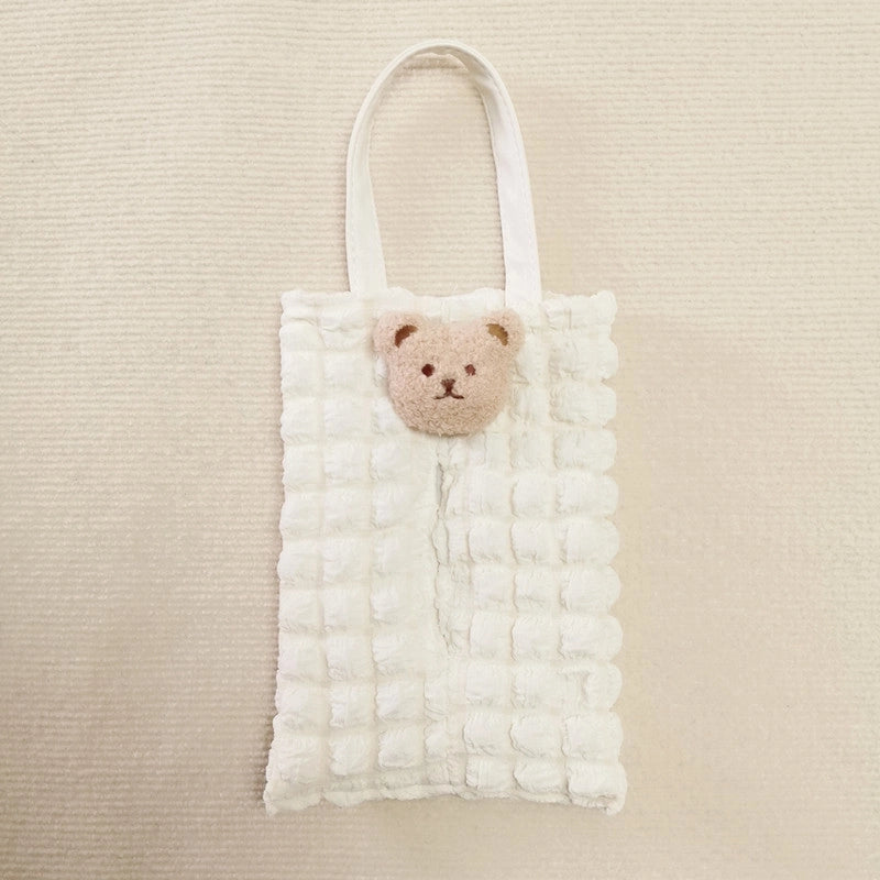 Casual Vacation Solid Color Bubble Fiber Fabric Tissue Dispenser