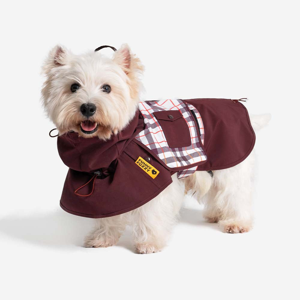 Waterproof Vintage Plaid Adjustable Dog Raincoat - All-Weather Protection