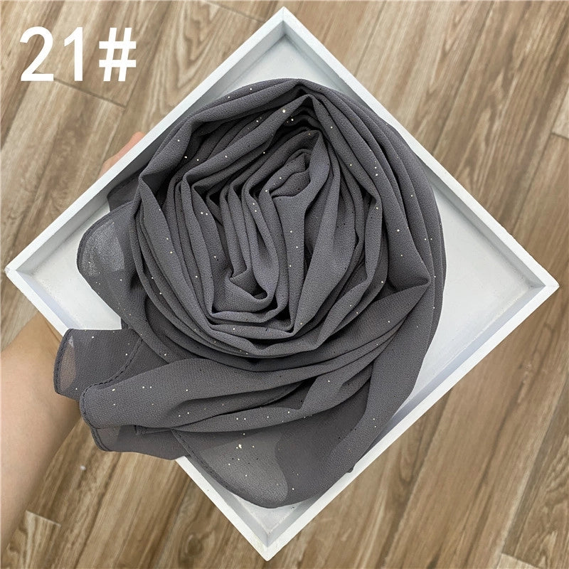 Solid Color Sprinkling Gold Pearl Chiffon Chiffon Fashion Sprinkling Gold Scarf Women's Toe Chiffon Glitter Scarf