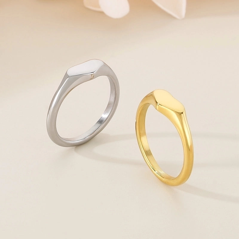 Minimalist Classic Style Heart Shape 304 Stainless Steel 18K Gold Plated Rings