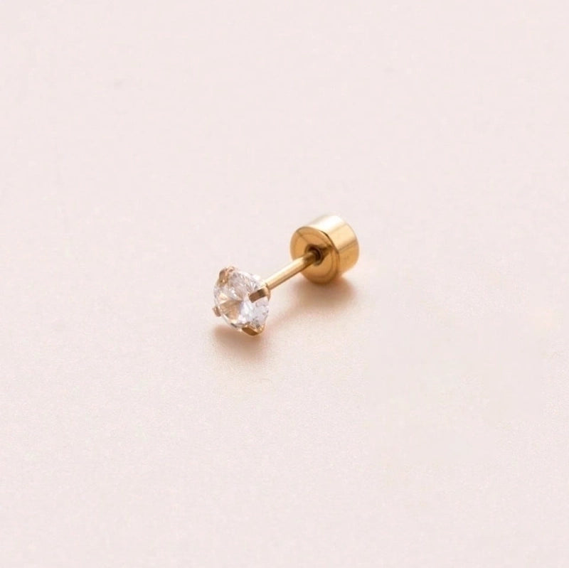 1 Piece Ear Cartilage Rings & Studs Sweet Minimalist Classic Style Geometric Round 316L Stainless Steel  Plating Inlay Zircon