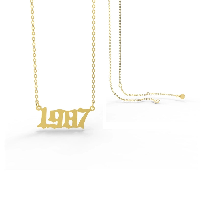Retro Stainless Steel 28 Years Number Necklace