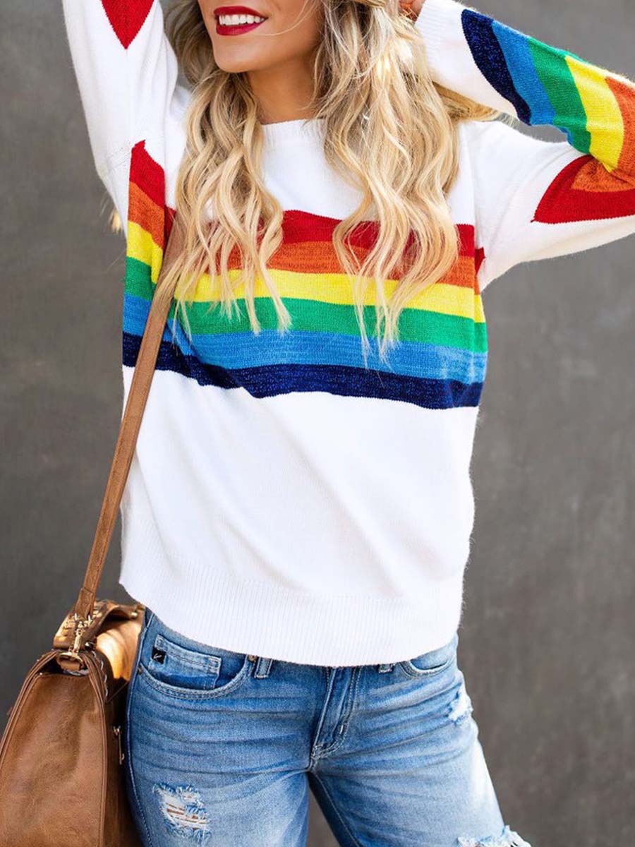 Rainbow Design White Top