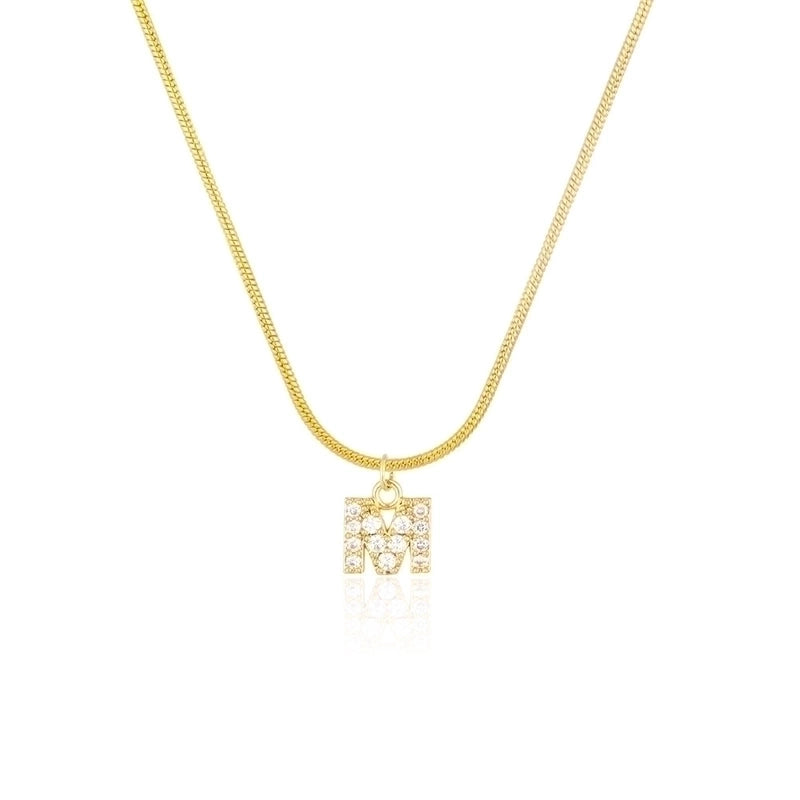 304 Stainless Steel Copper Classic Style Inlay Letter Zircon Pendant Necklace
