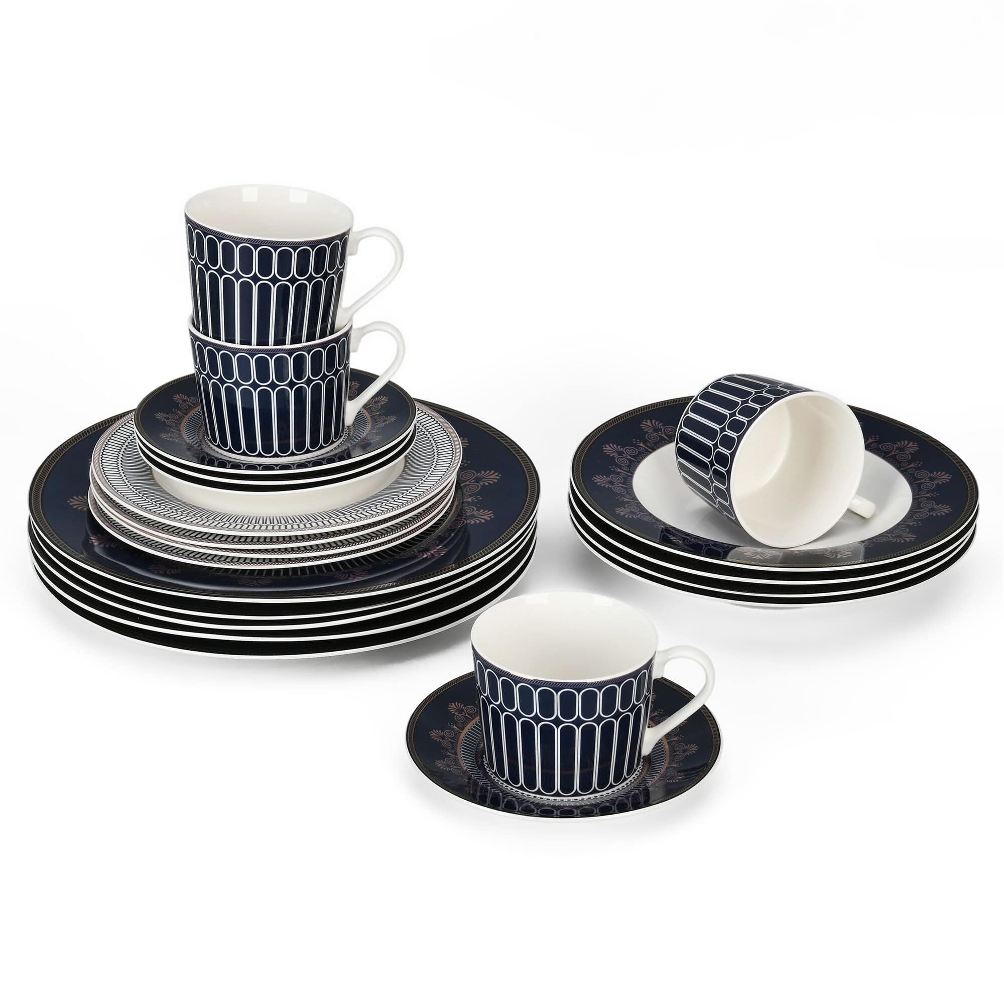 Luxury Cobalt Bone 5 Piece Porcelain Dinner Set