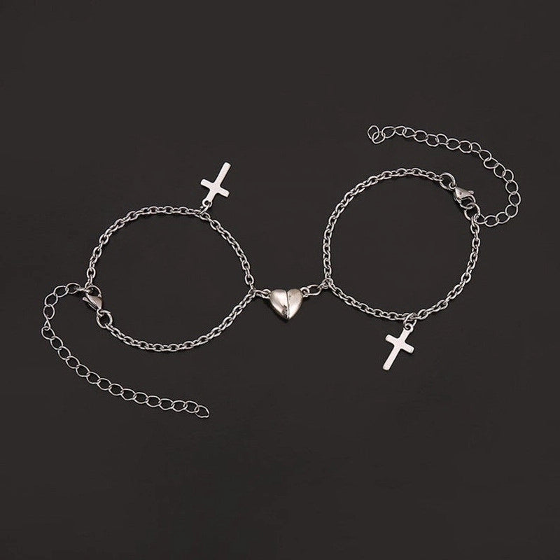Fashion Heart Shape Flower Alloy Titanium Steel Plating Artificial Pearls Rhinestones Women'S Bracelets