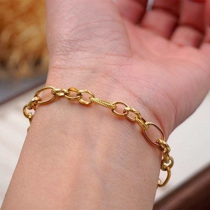 Minimalist Streetwear Solid Color 304 Stainless Steel Titanium Steel Gold Plated Bracelets In Bulk