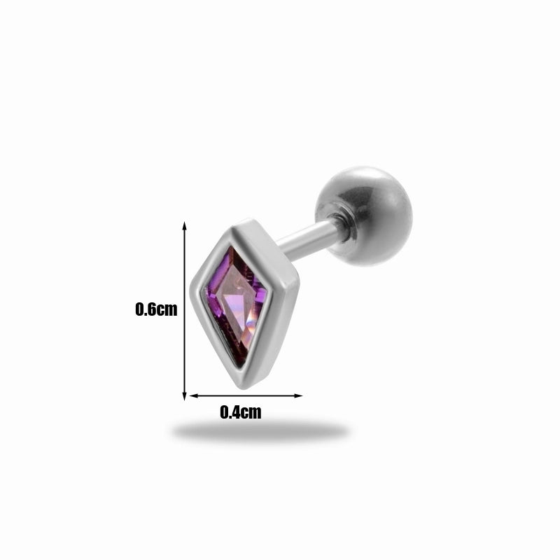 1 Piece Ear Cartilage Rings & Studs Minimalist Classic Style Rhombus 316L Stainless Steel  Copper Plating Inlay Zircon