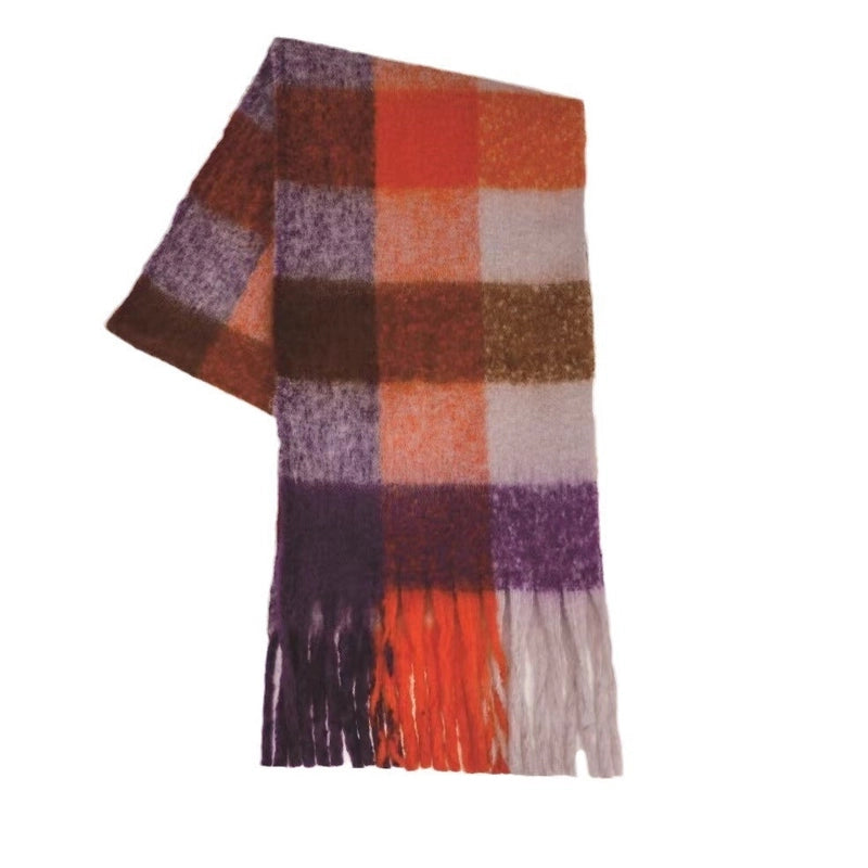 Women's Elegant Minimalist Lattice Mohair Tassel Scarf